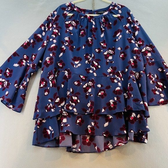 Lane Bryant Tops - Lane Bryant Peplum‎ Top Plus SZ 26 Purple Floral Print with Bell Sleeves Peasant